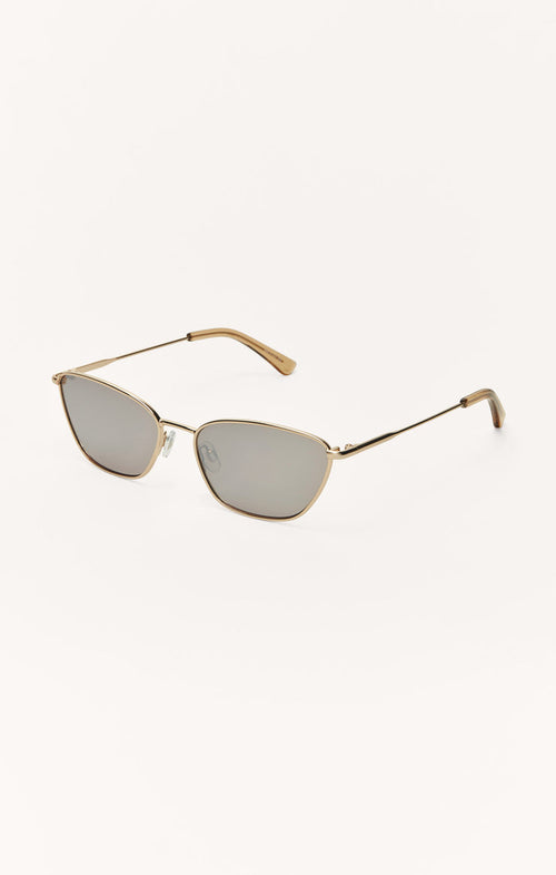 Z SUPPLY Small Gold frame sunglasses with a bronze lens -CATWALK Side view 