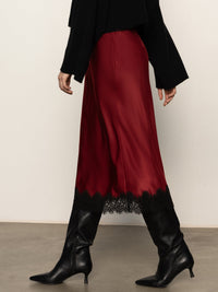 Slip Skirt With Lace Crimson