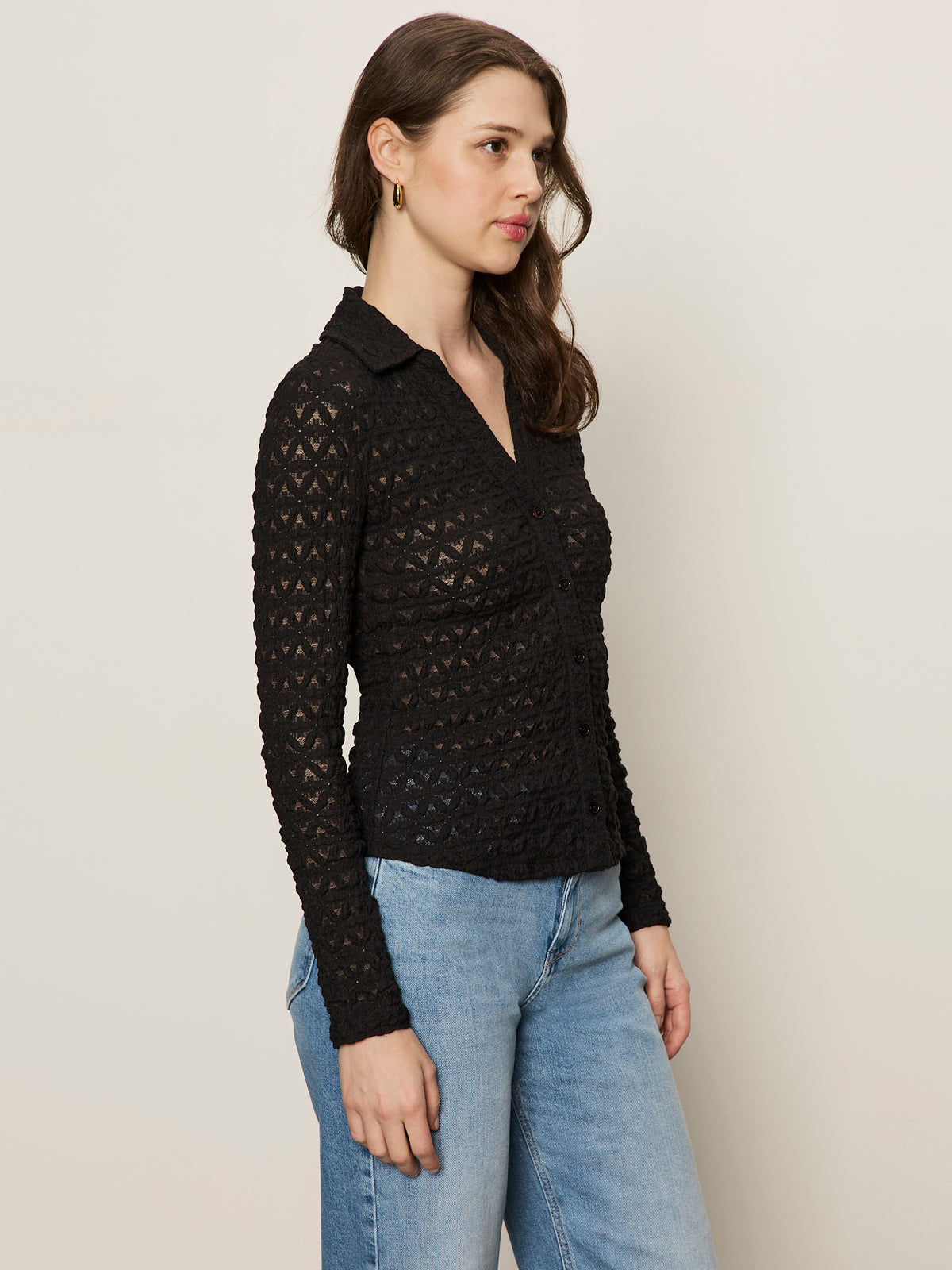 Dream girl Lace Button Up Top