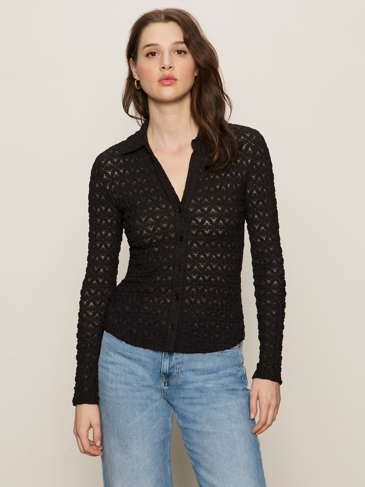 Dream girl Lace Button Up Top