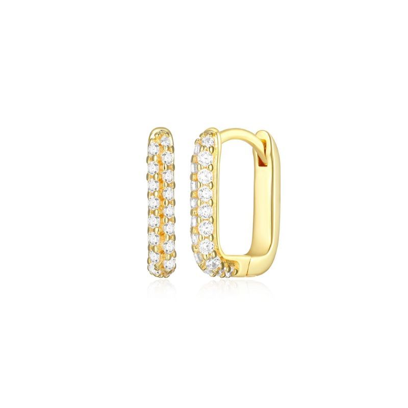 CZ Oblong Link Hoop Earrings