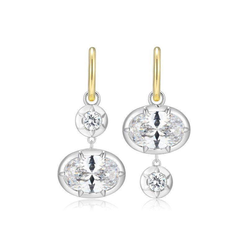 CZ Oval and Round Huggie Earring