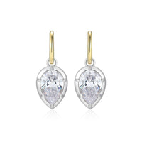 CZ Pear  Solitaire 2 in 1 Huggie Earring