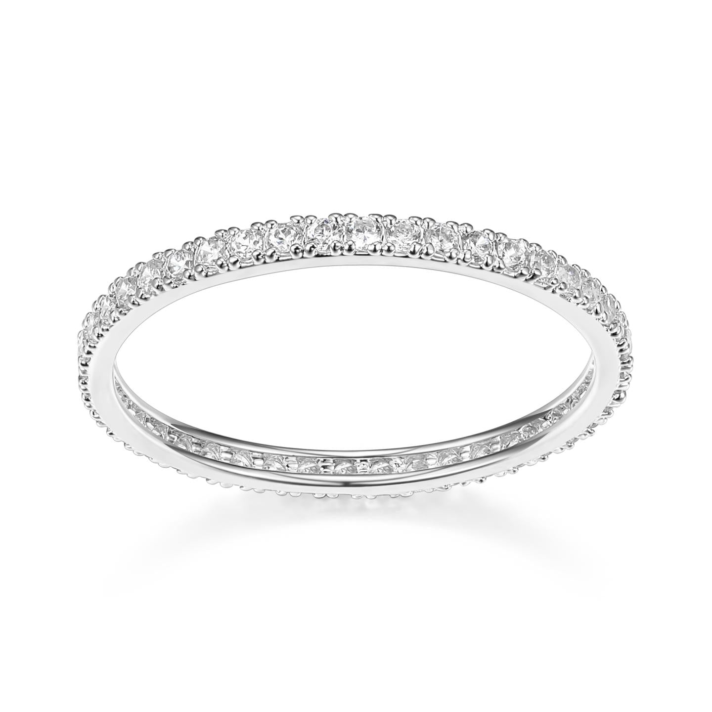 A very thin or  Ultra- Slim band of sparkle to complete every Stack . CZ Eternity Ring