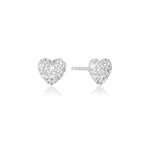 CaroStud  Heart Earrings Sterling Silver and White CZ