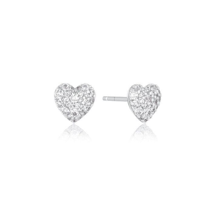 CaroStud  Heart Earrings Sterling Silver and White CZ