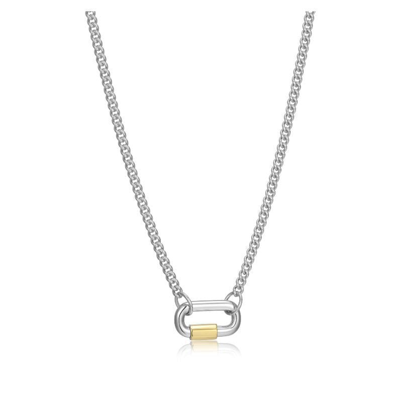 Curb Link Two Tone Carabiner Necklace