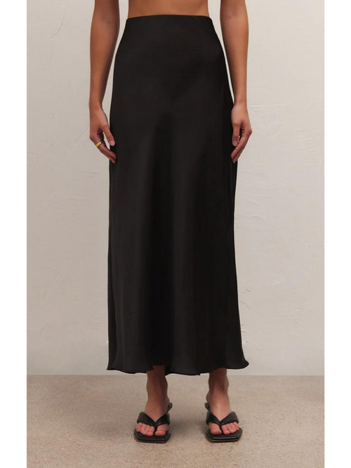 Europa Poly Sheen Skirt in black by z Supply at Hickox 