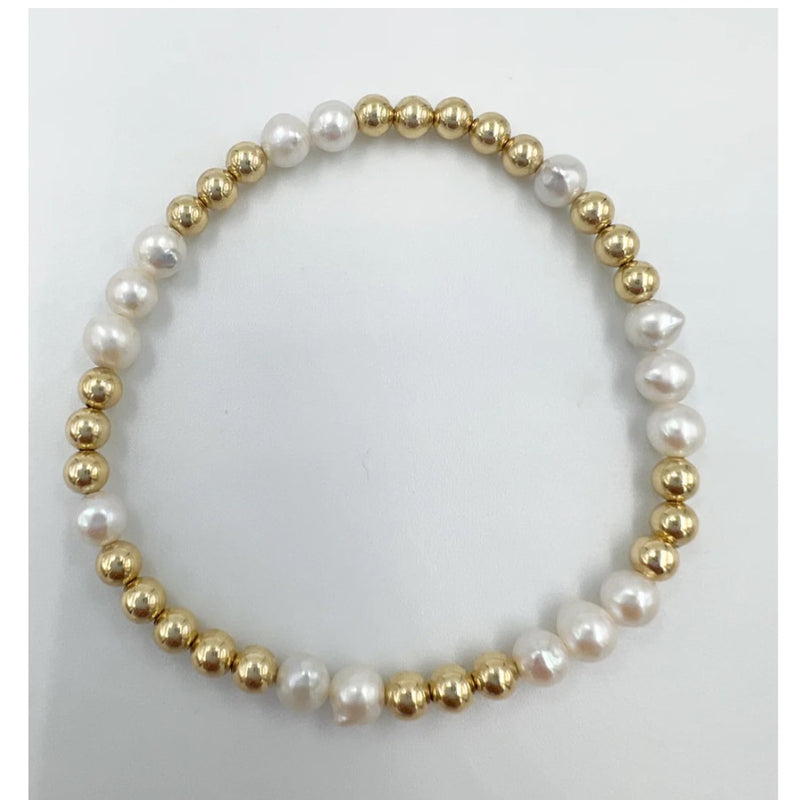 4 mm gold filled bead and freshwater Pearl bracelet by Saskia de Vries at Hickox