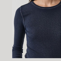 Navy Vintage Wash Pima Cotton Stretch Ribbed T-Shirt