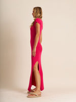 Side view - Denny Knit Dress - mid calf with side slit  by John + Jenn  at Hickox  Jewelers & Lifestyle 