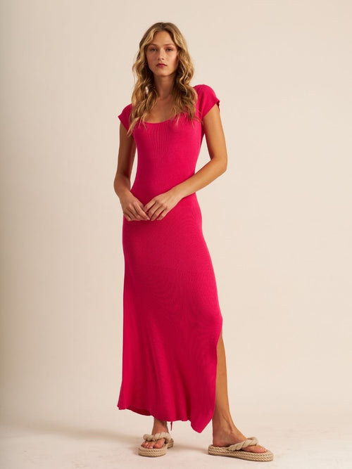 Denny Knit short sleeve Dress in Vibrant Rose  by John + Jenn  at Hickox  Jewelers & Lifestyle 