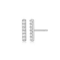 Pair of Lab diamond bar stud earrings on a white background