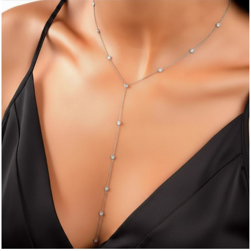 Diamond By The Yard Gold  Lariat Necklace