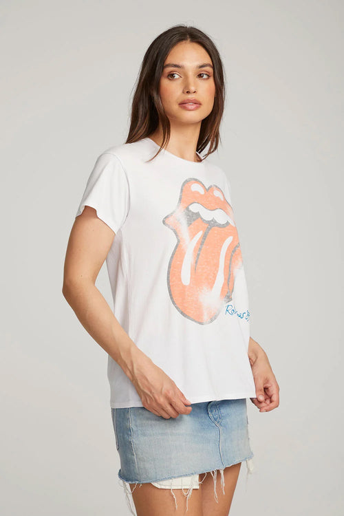 White chaser classic stones tongue & lips graphic tee