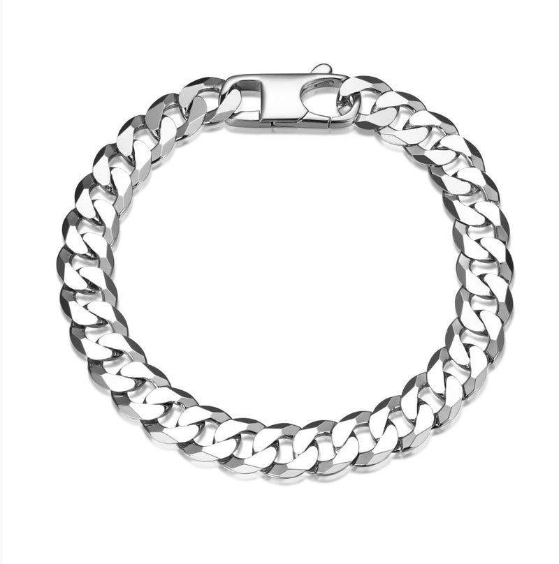 Sterling Silver Flat Curb Men’s Bracelet