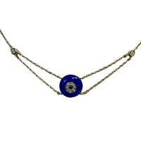 14 K Gold Evil Eye Diamond and  Lapis lazuli Necklace