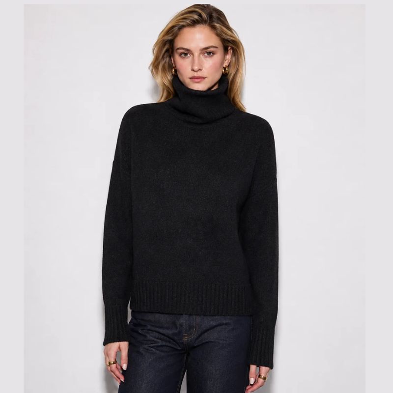 Black roll neck turtleneck sweater 
