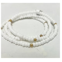 White beaded 3 strand wrap