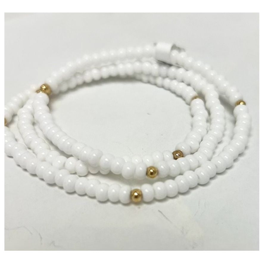 White beaded 3 strand wrap