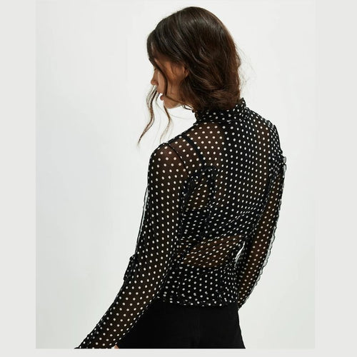 Long sleeve mesh fitted top Luna Dot - Free People 