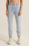 Z SUPPLY slim Jogger in washed denim with elasticated waist Front view 