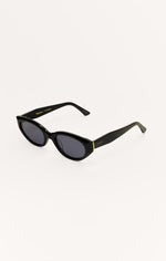 The HEATWAVE are chic statement sunglasses by Z SUPPLY Polished black frame with Grey lens - Sideview 