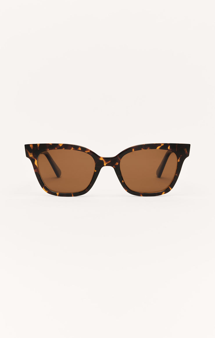 The High Tide in Brown Tort is a medium sized Square frame with brown tinted polarized lenses - Z SUPPLY SUNGLASSES 