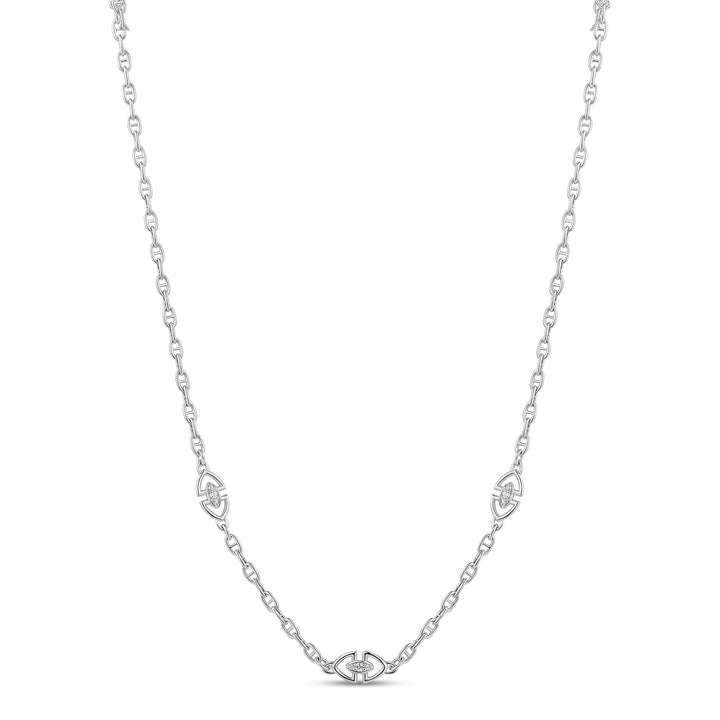 Heritage Station Necklace in White
