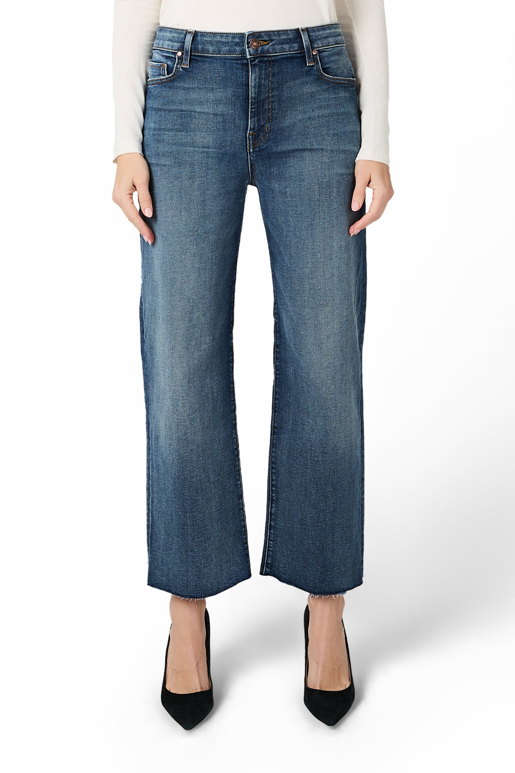 High Full Crop medium dark denim by Fidelity 
