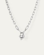 Padlock Heart Pendant Necklace- Silver