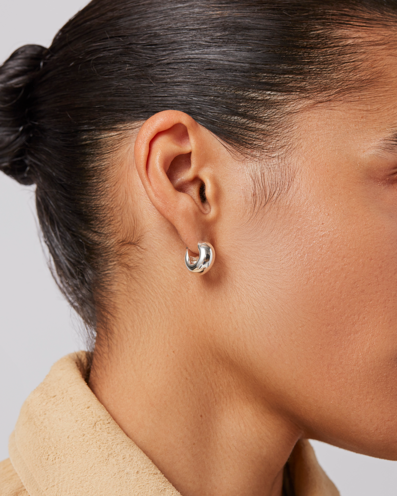 Mini Silver Tome Hoop Earrings