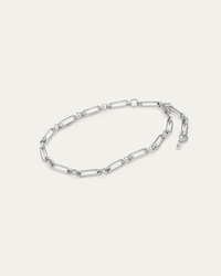 Paper clip link chain 0Silver Slim Mercer Anklet on a white background i