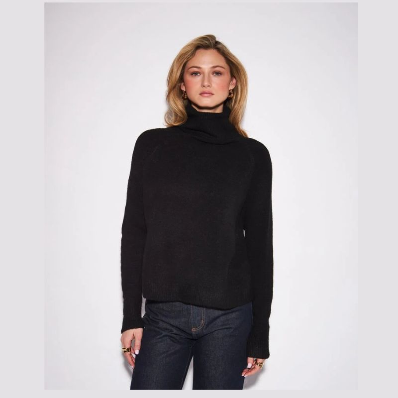 Black Knit roll neck sweater by John & Jenn