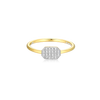 Lab Diamond Dog Tag Ring  in 14k gold-plated sterling silver - 4 rows of diamonds 