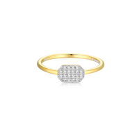 Lab Diamond Dog Tag Ring  in 14k gold-plated sterling silver - 4 rows of diamonds 