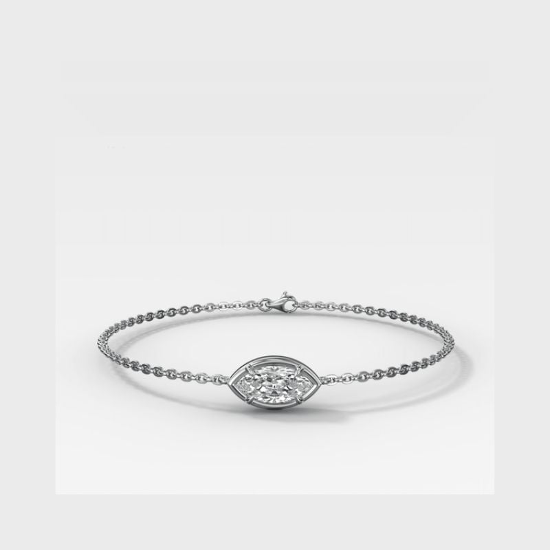 Marquis Cut Lab Diamond Single Bezel set Bracelet