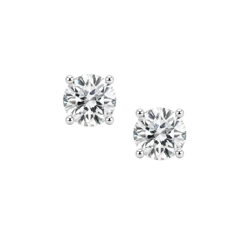 A pair of Classic lab diamond stud earrings 3.01ctw set in white gold 