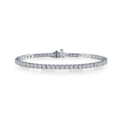 A classic tennis bracelet 2.5 CTW =77 Simulated diamonds set in platinum bonded Sterling Silver.  