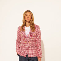Laurent Cherry Houndstooth Blazer