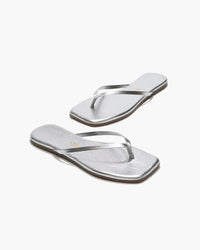 Lily Square-Toe Leather Flip-Flops