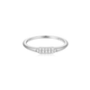 Silver ring with a long hex design, lab diamonds on 