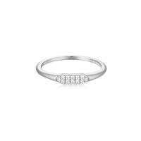 Silver ring with a long hex design, lab diamonds on 