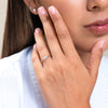 Close-up of a model wearing the M by Monte Luna Long Hex Ring 