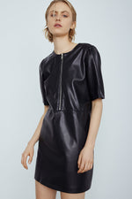 Naiya Zipper Leather Dress