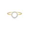 Gold ring with a diamond-studded circular design on - Lab Diamonds 