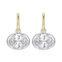 CZ Oval Solitaire 2 in 1 Huggie Earring