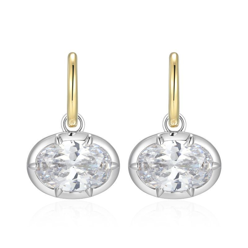 CZ Oval Solitaire 2 in 1 Huggie Earring