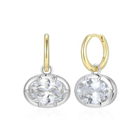 CZ Oval Solitaire 2 in 1 Huggie Earring