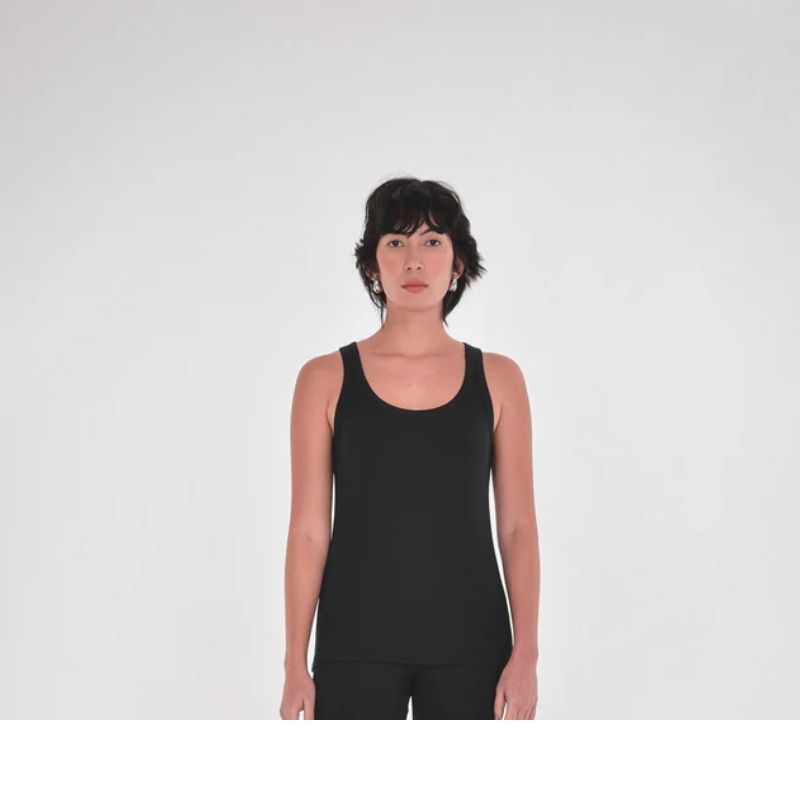 The best in a  basic tank - bra friendly straps  with a scoop neckline front and back - Black 